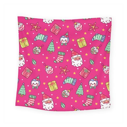 cute pink christmas pattern Square Tapestry (Small) from ArtsNow.com