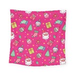 cute pink christmas pattern Square Tapestry (Small)