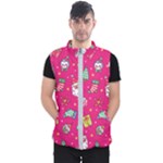 cute pink christmas pattern Men s Puffer Vest