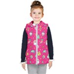 cute pink christmas pattern Kids  Hooded Puffer Vest