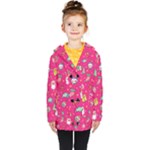 cute pink christmas pattern Kids  Double Breasted Button Coat