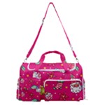 cute pink christmas pattern Sports Gym Duffle Bag with Shoe Compartment