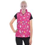 cute pink christmas pattern Women s Button Up Vest