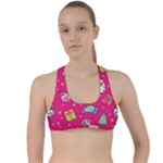 cute pink christmas pattern Criss Cross Racerback Sports Bra