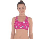 cute pink christmas pattern Cross String Back Sports Bra