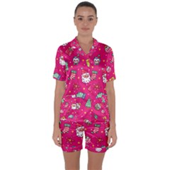 Satin Short Sleeve Pajamas Set 