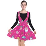 cute pink christmas pattern Plunge Pinafore Dress