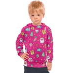 cute pink christmas pattern Kids  Hooded Pullover