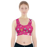 cute pink christmas pattern Sports Bra With Pocket