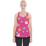 cute pink christmas pattern Piece Up Tank Top