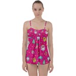 cute pink christmas pattern Babydoll Tankini Set