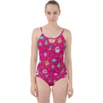 cute pink christmas pattern Cut Out Top Tankini Set