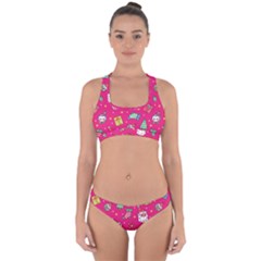 cute pink christmas pattern Cross Back Hipster Bikini Set from ArtsNow.com