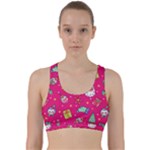 cute pink christmas pattern Back Weave Sports Bra