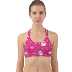 cute pink christmas pattern Back Web Sports Bra