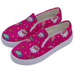 cute pink christmas pattern Kids  Canvas Slip Ons