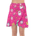 cute pink christmas pattern Wrap Front Skirt