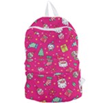 cute pink christmas pattern Foldable Lightweight Backpack