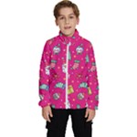 cute pink christmas pattern Kids  High Neck Windbreaker