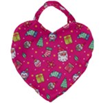 cute pink christmas pattern Giant Heart Shaped Tote