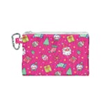 cute pink christmas pattern Canvas Cosmetic Bag (Small)