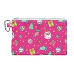 cute pink christmas pattern Canvas Cosmetic Bag (Large)