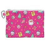 cute pink christmas pattern Canvas Cosmetic Bag (XL)