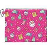 cute pink christmas pattern Canvas Cosmetic Bag (XXXL)