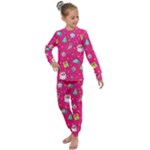 cute pink christmas pattern Kids  Long Sleeve Set 