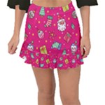 cute pink christmas pattern Fishtail Mini Chiffon Skirt