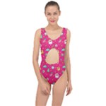 cute pink christmas pattern Center Cut Out Swimsuit