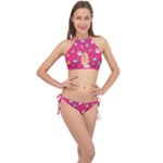 cute pink christmas pattern Cross Front Halter Bikini Set