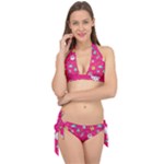 cute pink christmas pattern Tie It Up Bikini Set