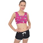 cute pink christmas pattern V-Back Sports Bra