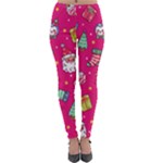 cute pink christmas pattern Lightweight Velour Leggings