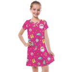 cute pink christmas pattern Kids  Cross Web Dress