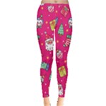 cute pink christmas pattern Inside Out Leggings