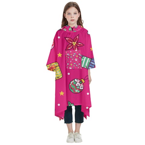 cute pink christmas pattern Kids  Hooded Rain Ponchos from ArtsNow.com