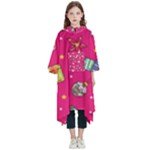 cute pink christmas pattern Kids  Hooded Rain Ponchos