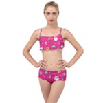 cute pink christmas pattern Layered Top Bikini Set