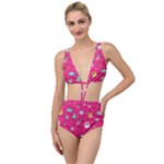 cute pink christmas pattern Tied Up Two Piece Swimsuit