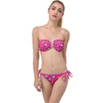 cute pink christmas pattern Twist Bandeau Bikini Set