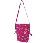 cute pink christmas pattern Folding Shoulder Bag