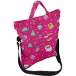 cute pink christmas pattern Fold Over Handle Tote Bag