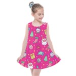 cute pink christmas pattern Kids  Summer Dress