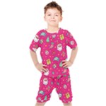 cute pink christmas pattern Kids  T-Shirt and Shorts Set