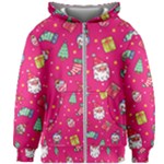 cute pink christmas pattern Kids  Zipper Hoodie Without Drawstring