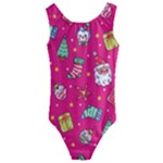 cute pink christmas pattern Kids  Cut-Out Back One Piece Swimsuit