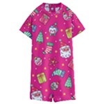 cute pink christmas pattern Kids  Boyleg Half Suit Swimwear