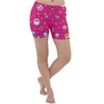 cute pink christmas pattern Lightweight Velour Yoga Shorts